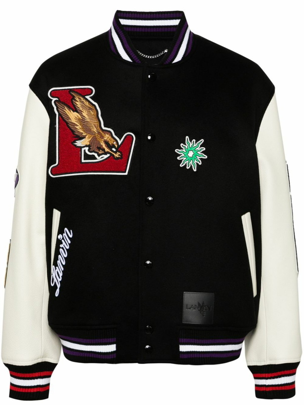 Photo: Lanvin Black Logo-Patch Varsity Jacket
