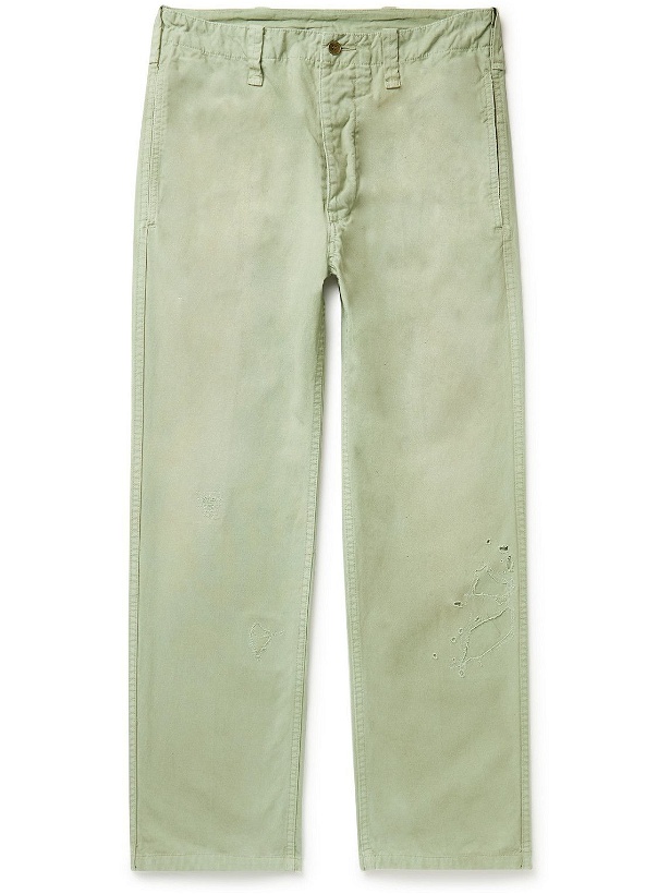Photo: Visvim - Gifford Garment-Dyed Distressed Cotton-Canvas Trousers - Green