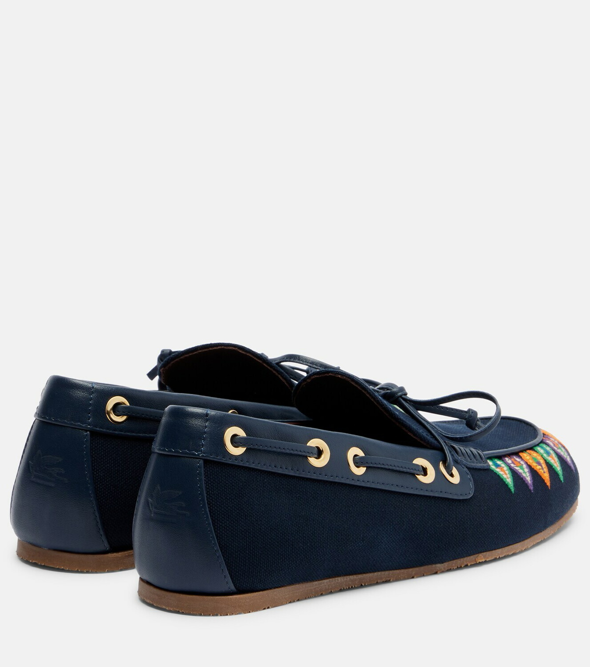 Etro Embroidered canvas boat shoes