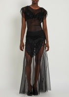 Vivienne Westwood Justina Embroidered-appliqué Mesh Maxi Dress Black