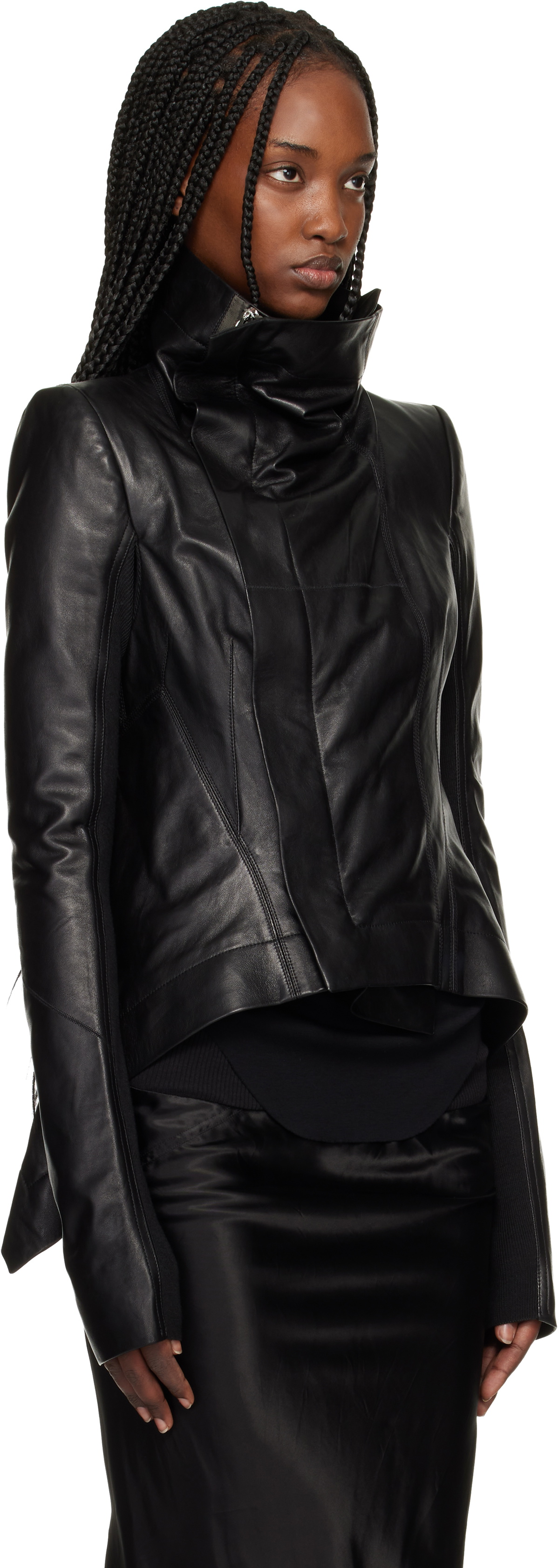 Rick Owens Black Temple Naska Leather Jacket