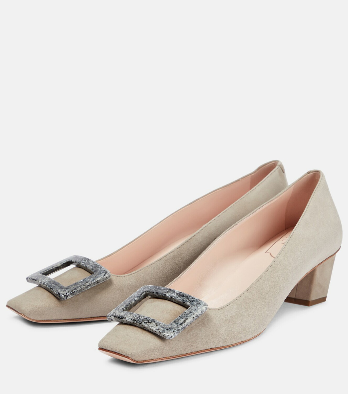 パンプス ROGER VIVIER BELLE VIVIER TOBACCO SUEDE DECOLLETTE ROGER VIVIER Belle Vivier 45 embellished suede pumps | NET-A