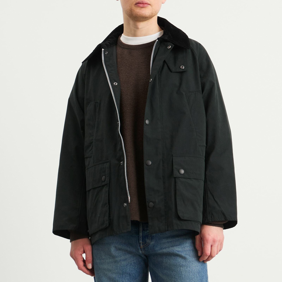 Barbour Men's OS Peached Bedale Casual Jacket in Black Barbour