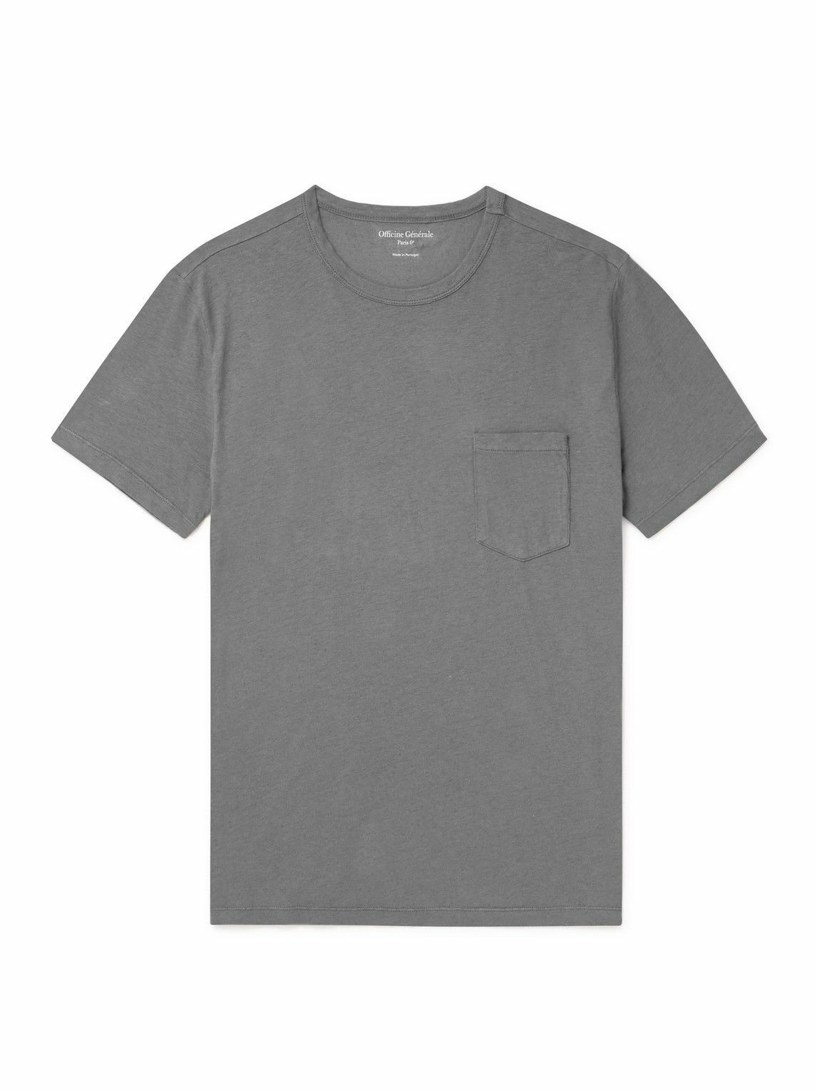 Photo: Officine Générale - Slub Cotton-Blend Jersey T-Shirt - Gray