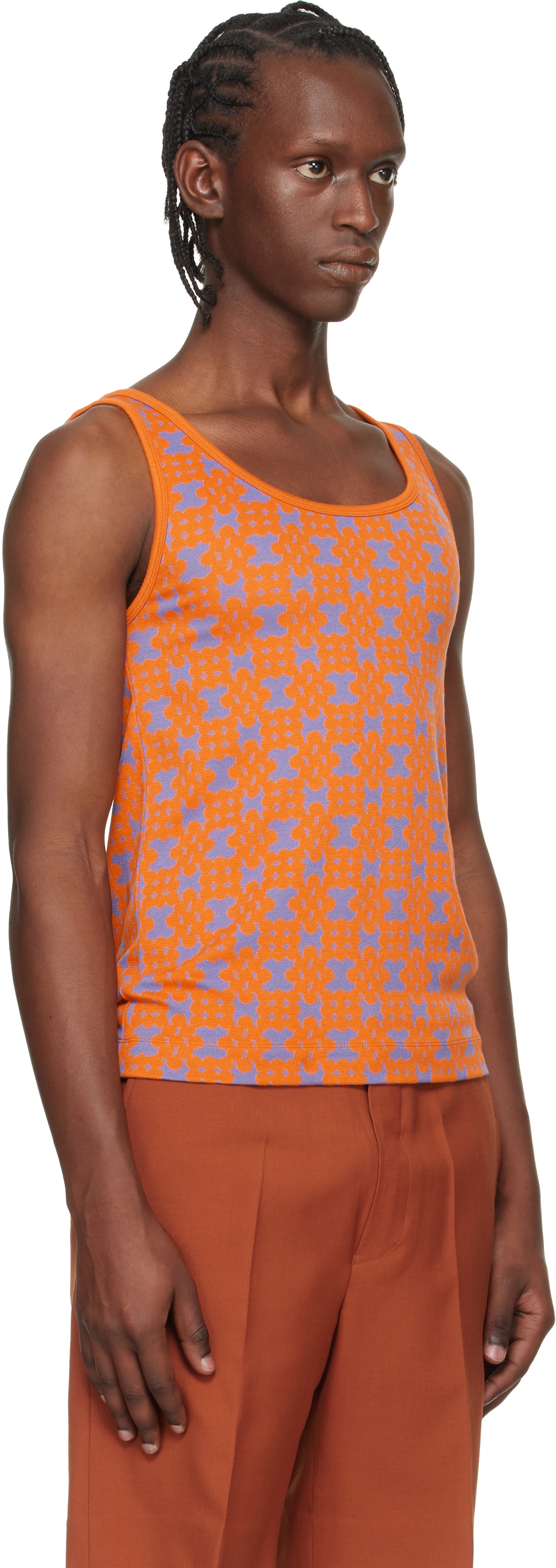 Dries Van Noten Orange & Purple Jacquard Tank Top