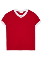 Versace Vintage Cropped Stretch-cotton T-shirt Red