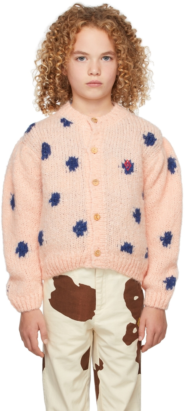 The Animal Observatory Kids Pink Dots Racoon Cardigan