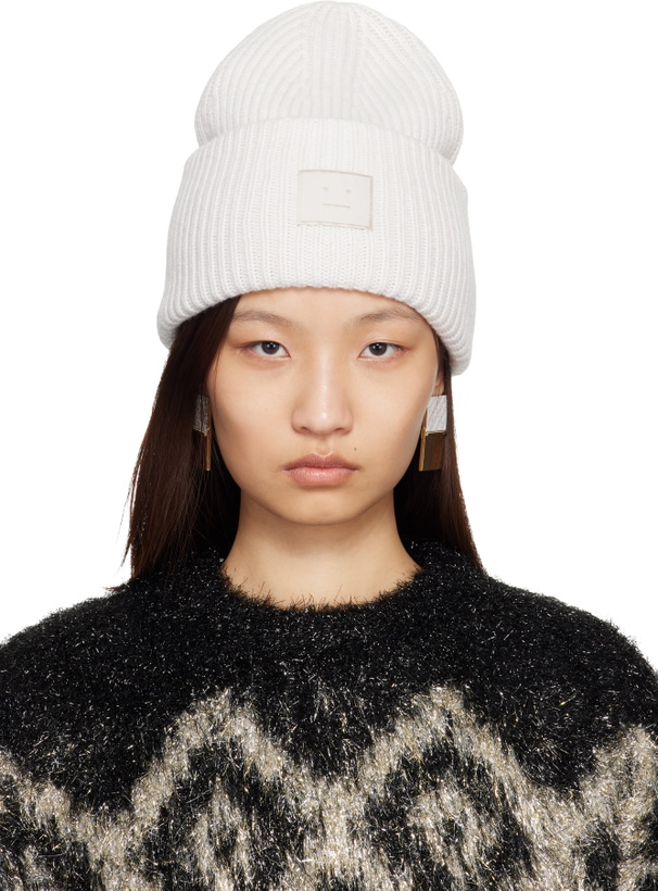 Photo: Acne Studios Off-White Large Face Logo Beanie