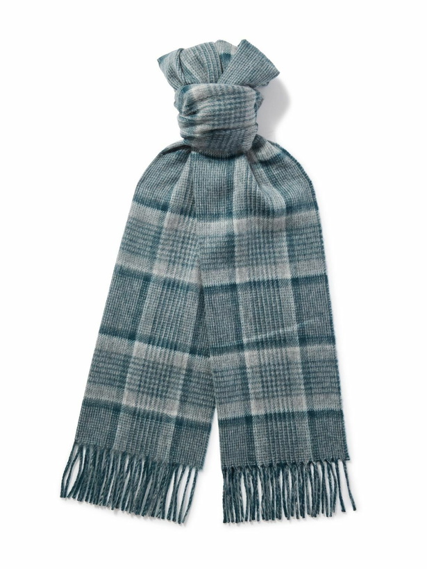 Photo: Johnstons of Elgin - Fringed Checked and Striped Cashmere Scarf