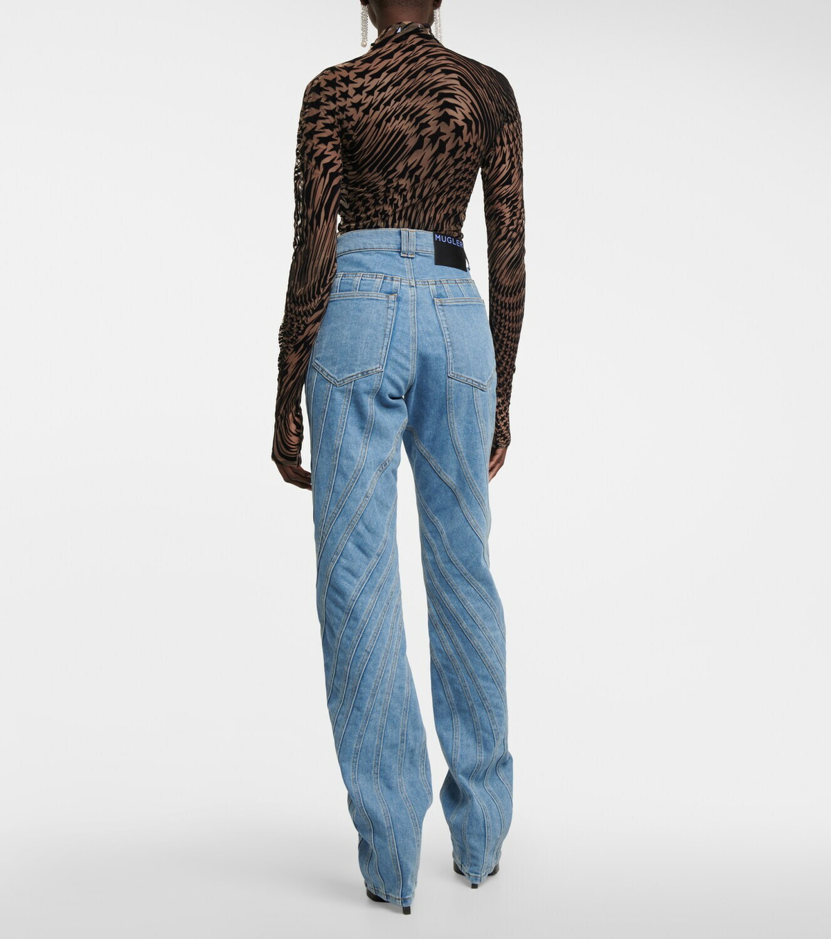 Mugler - High-rise spiral jeans