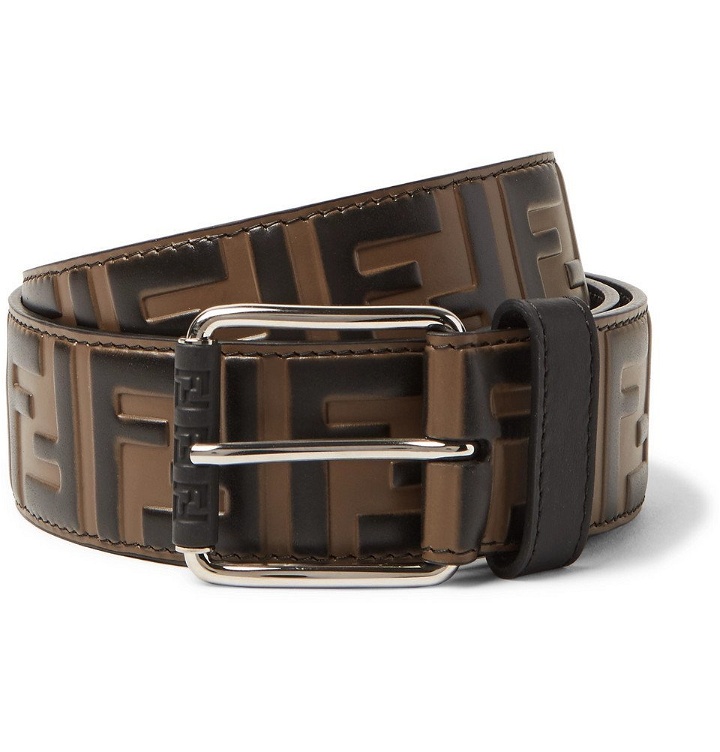 Photo: Fendi - 4cm Brown Logo-Embossed Leather Belt - Brown