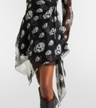 McQueen Skull asymmetric silk chiffon wrap dress