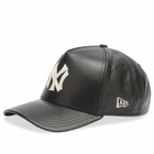New Era New York Yankees Leather 9Forty A-Frame in Black 