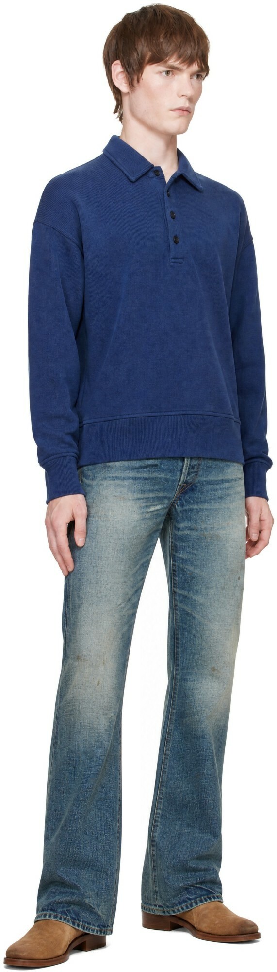 Polo Ralph Lauren Navy Relaxed Fit Ribbed Pullover Polo