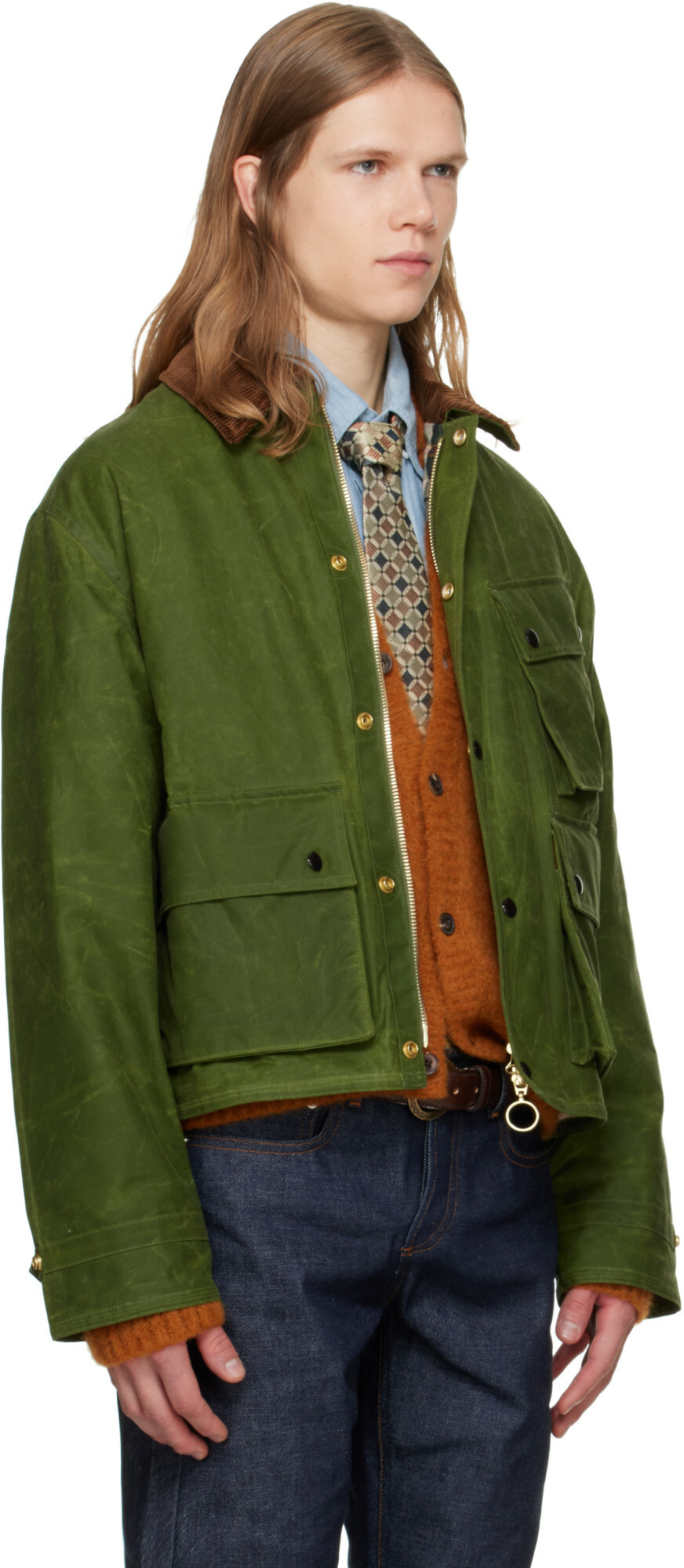 Drake's Khaki Waxed Cotton Wader Jacket