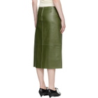 Marni Green Pocket Bonded Nappa Leather Midi Skirt