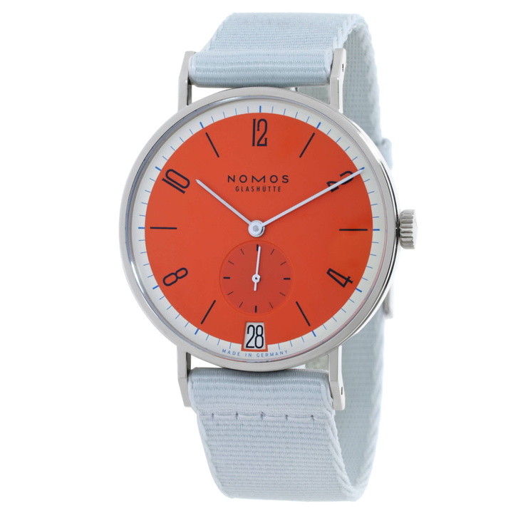 Photo: Nomos Tangente Automatic Orange Dial Ladies Watch 179.S17