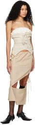 Elena Velez Beige Fractal Midi Skirt