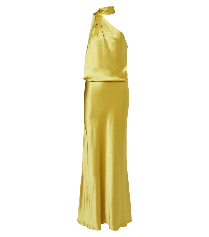 Photo: Staud Estelle one-shoulder satin maxi dress