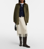 Polo Ralph Lauren Fringed herringbone wool-blend wrap skirt