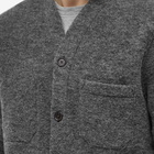 Universal Works Men's Wool Fleece Cardigan in Grey Marl