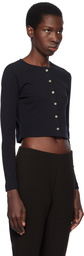 LESET Black Pointelle Crop Cardigan