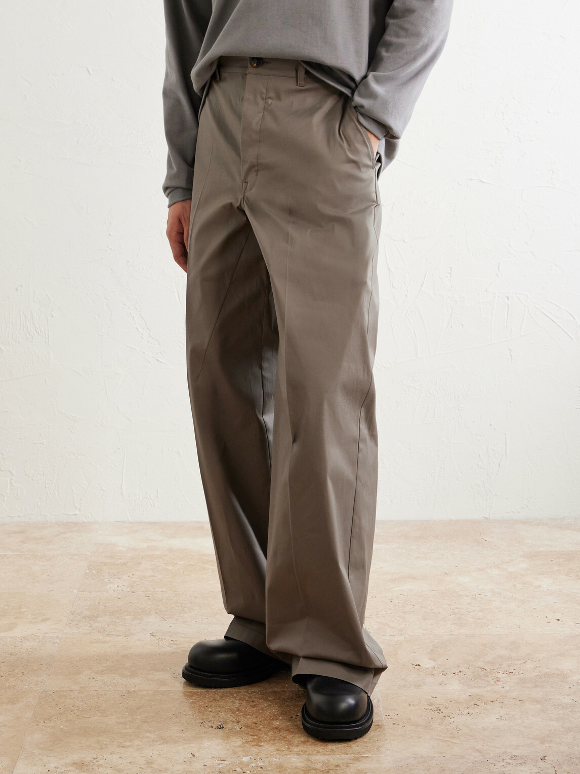 Rick Owens - Wide-Leg Cotton-Blend Canvas Trousers - Neutrals
