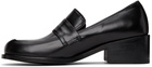 AMOMENTO Black Round Penny Loafers