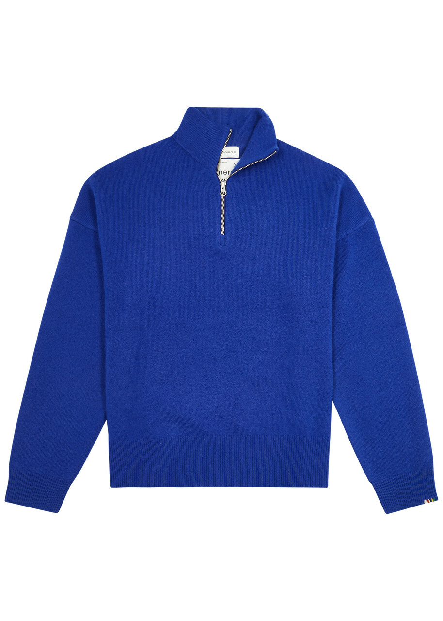 Extreme Cashmere N°235 Hike Half-zip Cashmere-blend Jumper - Blue - One Size