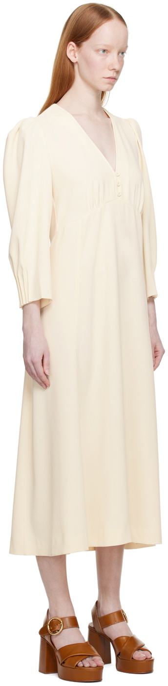 See by Chloé Off-White V-Neck Midi Dress