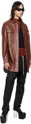 Rick Owens Burgundy Oversized Outershirt Denim Shirt