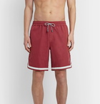 Brunello Cucinelli - Mid-Length Contrast-Trimmed Swim Shorts - Red