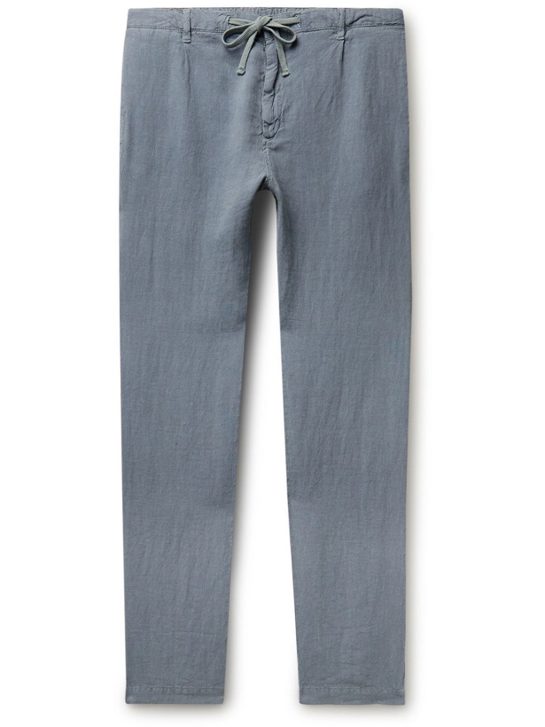 Photo: Hartford - Tanker Slim-Fit Linen Drawstring Trousers - Blue