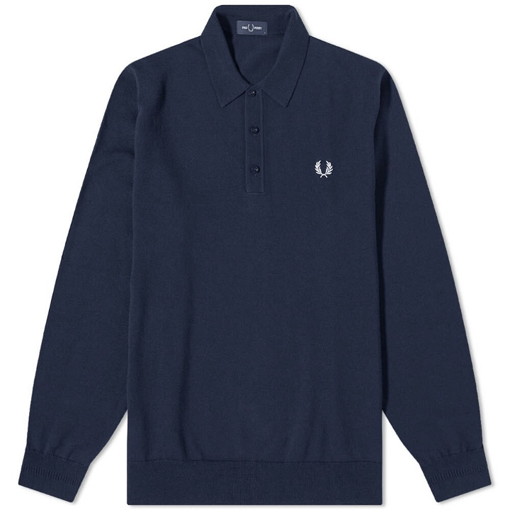 Photo: Fred Perry Authentic Men's Long Sleeve Knit Polo Shirt in Navy