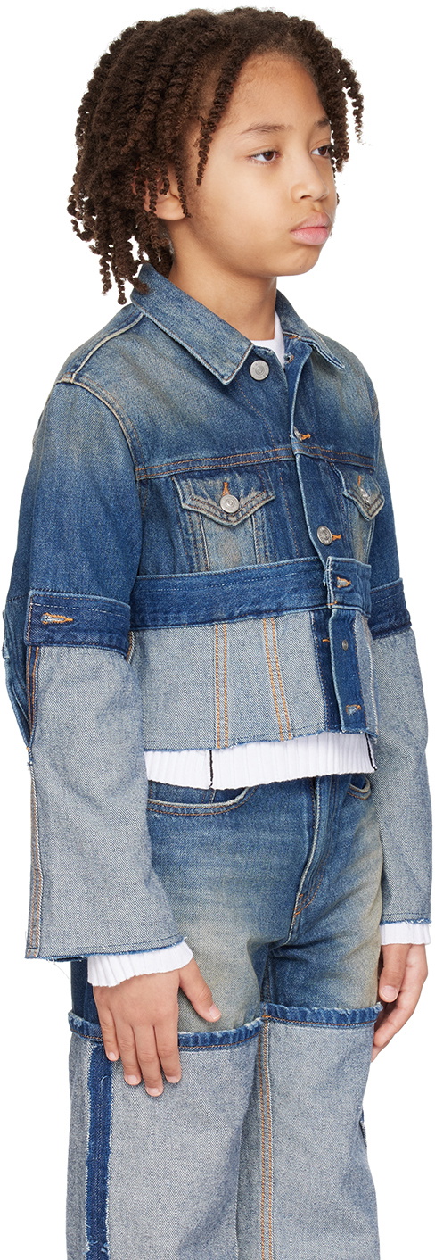MM6 Maison Margiela Kids Blue Paneled Denim Jacket MM6 MM6 Maison Margiela Kids Blue Paneled Denim Jacket MM6