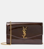 Saint Laurent Uptown patent leather wallet on chain