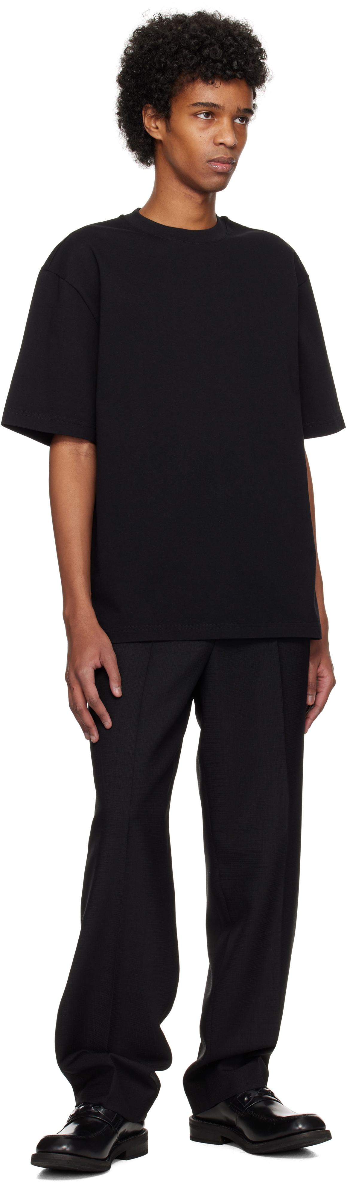 Róhe Black Straight Leg Half-Elasticated Trousers