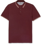 Brunello Cucinelli - Slim-Fit Contrast-Tipped Cotton-Piqué Polo Shirt - Men - Burgundy