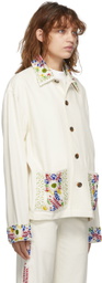 Bode Off-White Beaded Workwear Jacket