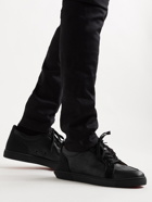 CHRISTIAN LOUBOUTIN - Rantulow Grosgrain-Trimmed Perforated Leather Sneakers - Black