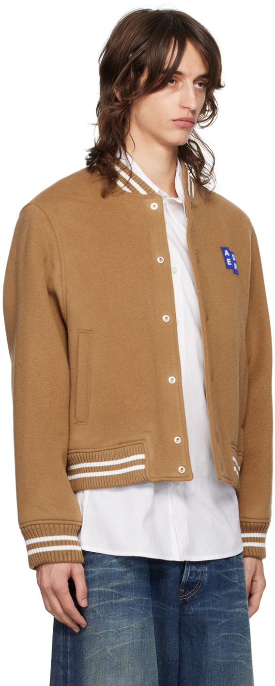 ADER error Beige TRS Tag Varsity Bomber Jacket