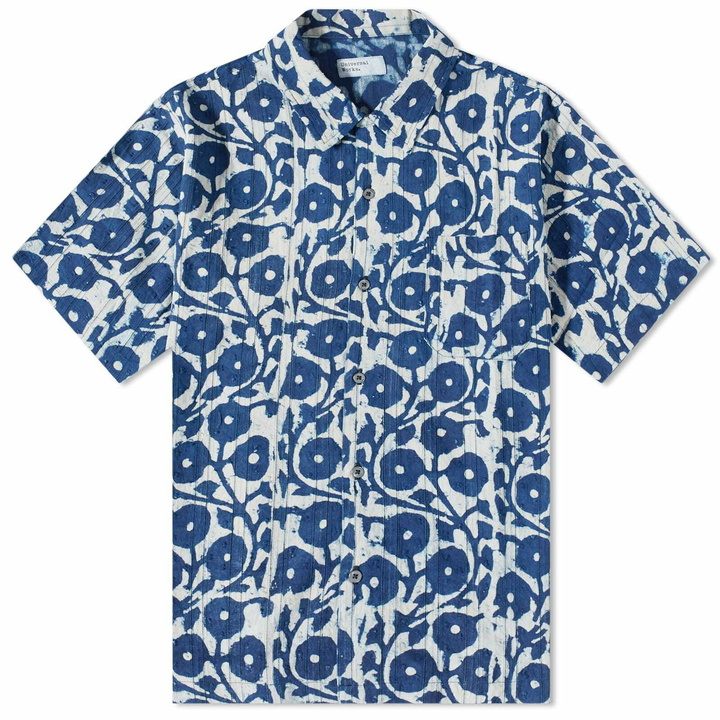 Photo: Universal Works Men's Hand Printed Road Shirt in Indigo