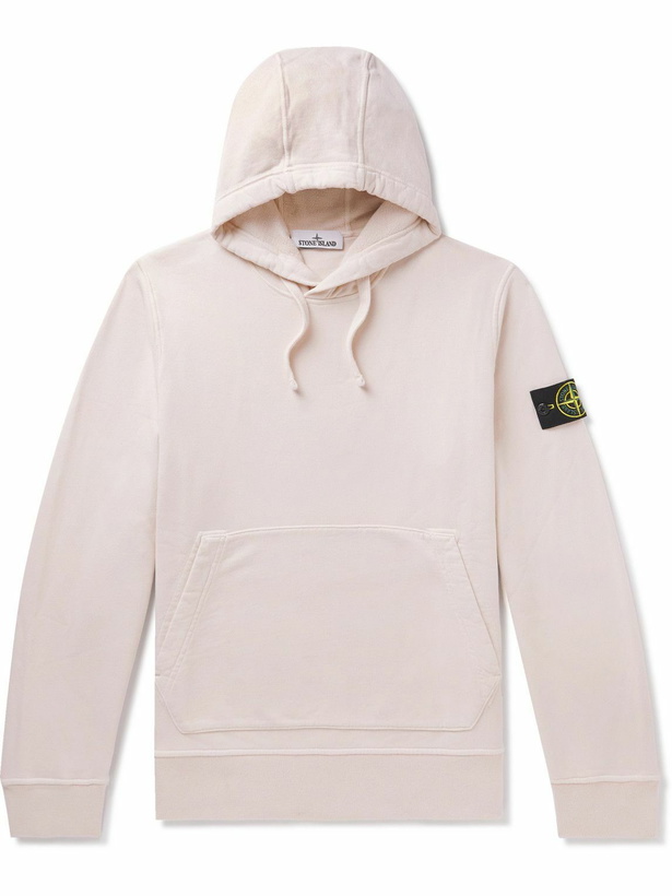 Photo: Stone Island - Logo-Appliquéd Cotton-Jersey Hoodie - Pink