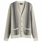 Beams Plus Men's Multi Stripe Cardigan in Grey