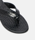 Le Monde Béryl Croc-effect leather thong sandals