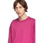 Issey Miyake Men Pink Wrinkle Knit Crewneck Sweater