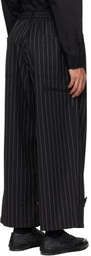 Y-3 Black Pinstripe Refined Wool Wide Leg Trousers