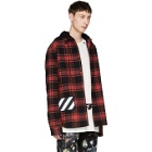 Off-White Red Check Padded Hoodie Shirt