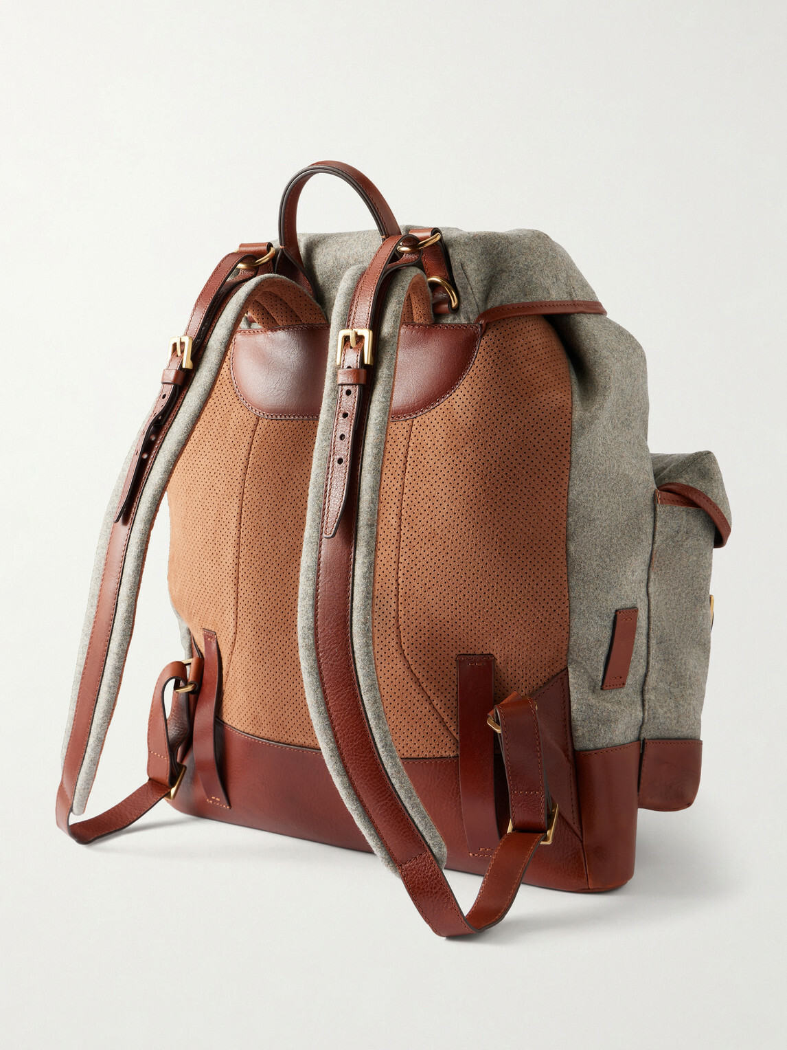 Brunello Cucinelli - Leather-Trimmed Flannel Backpack