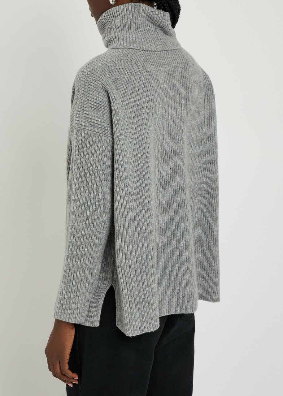 Eileen Fisher Ribbed Roll-neck Wool and Cashmere-blend Jumper Grey